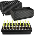 RooTrimmer 10 Pack 1020 Trays and 10 Pack 3.5" Deep 50 Cell Seed Starter Trays, 20" x 10" - Durable Plastic Nursery Flats for Microgreens, Seedling,Seed Germination & Plant Propagation (10 Set)