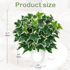 Artificial Ivy Plants in White Pot - 15.7" Fake Plant Indoor Silk Faux Ivy Greenery Artificial Greenery Potted Small Faux Potted Plant Fake Tree for Office Desk Home Decor Shelf Bathroom Decorations