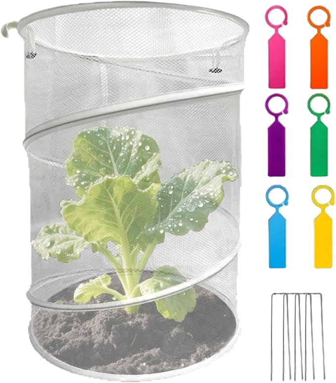 Plant Protector,Round Reusable Foldable Breathable Gardening Supplies with Stakes - Garden Protection From Animals | for Winter Freezing Frost Season Flower Pot Planter Patio Porch Walkway Pathway Cou