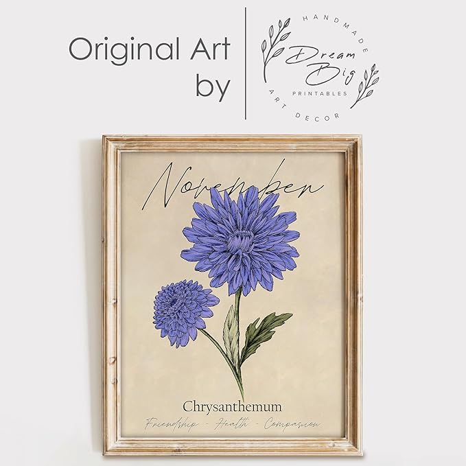 November Birth Flower Art Print - 11x14 (Unframed) | Capturing the Splendor of the November Birth Flower | Decor Accent for Birthdays and Special Occasions | Living Room Decor | Modern Home Decor