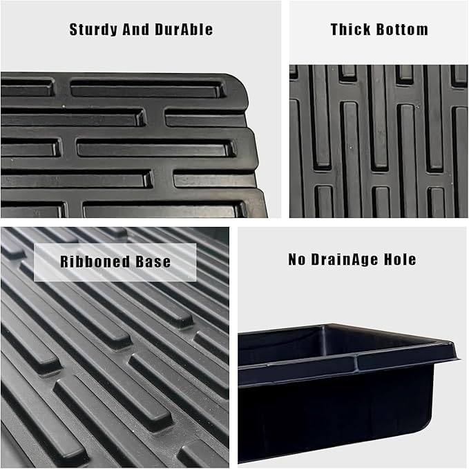 RooTrimmer 10 Pack 1020 Trays No Holes and 10 Pack 4.3" Deep 32 Cell Seed Starter Trays, 20" x 10" - Heavy Duty Plastic Nursery Flats for Seed Germination & Plant Propagation (10 Sets)
