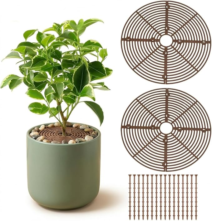 Plant Pot Covers for Small to Medium Pots, 2 Pack Plant Pot Cover to Keep Cats & Dogs Out, Indoor Plant Protector from Cats and Dogs with Cuttable Mesh & Stakes, 11.8 Inch