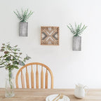 Dahey 2 Pack Wood Wall Planter Vase with Artificial Eucalyptus Farmhouse Wall Hanging Decor Pocket Planter for Indoor Fake Plants Greenery, Living Room Bedroom Kitchen Home Office Decoration, Grey