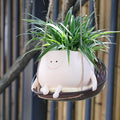 Hanging Swing Chair Planter Pot Smiley Face Planter for Indoor Outdoor Plant Cute Head Resin Flower Pots for String of Pearls Plant Live Unique Gift IdeaI for Mother Day, Christmas (Large)