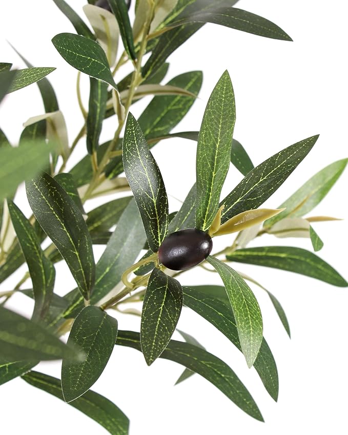 FLOWORLD 6FT Olive Trees Artificial Indoor, Tall Fake Olive Tree (72in) with Realistic Leaves and Olives, Sturdy Weighted Base,Large Faux Plants for Home Office, Living Room, Outdoor