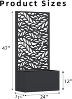Casaphoria Metal Raised Garden Bed with Trellis, 47"x24"x12" Planter Box for Climbing Plants, Vegetables & Vines, Features Drainage Holes and Privacy Screen (Black-Spring)