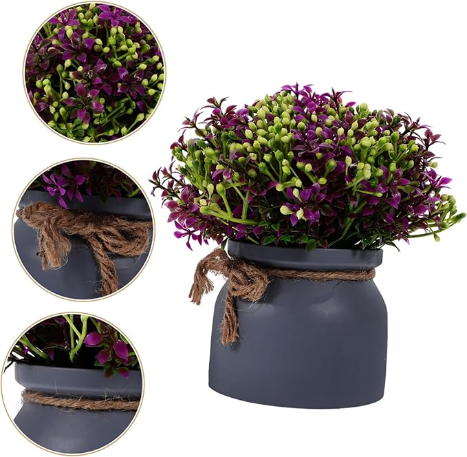 Small Potted Fake Orchid Bonsai Flower Pot Plant Decor Home Office Greenery