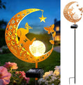 ZNYCYE Solar Garden Decor Outdoor Statue, Moon Fairy Garden Figurines with Dog Design for Mom Women Grandma Solar Stake Lights for Patio, Yard, Lawn, Pathway (Warm White)