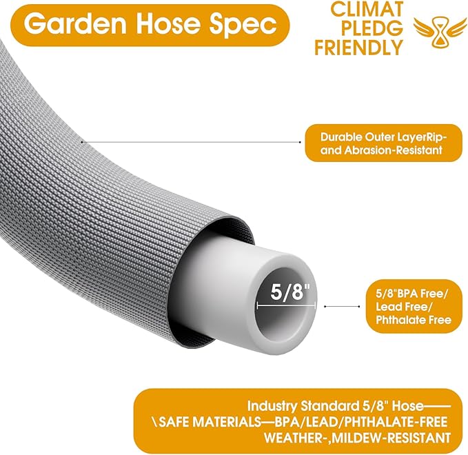Garden Hose 25 FT, Non-Expanding Water Hose, Ultra-Light & Flexible, Burst-Resistant, Kink-Free, High-Pressure Garden Hose All-Weather Use for Lawns, Gardens, and Outdoor Cleaning