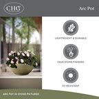 Classic Home and Garden Arc Unique Planter Bowl w/Drain Plug - UV Resistant Shallow Planter - Modern Plant Pot for Herbs (12” Desert)
