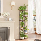 Bamworld Tall Plant Stand Indoor, 7 Tier Plant Shelf for Multiple Plants, Tiered Flower Pot Stands for Patio Garden Balcony Living Room Bedroom, Brown