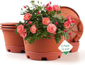 KPUVX Outdoor Flower Pots 5 Packs 13 inch pots for Plants Modern Decorative Garden Pot with Saucer, Lightweight Large Resin Planters for Indoor Plants,Decorative Resin Plant Pots