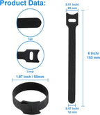 California JOS 60 PCS 6 Inches Reusable Cable Ties, Adjustable Cord Straps, Cable Organizer, Cord Wrap and Hook Loop Cords Management - Black