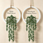 Boho Wall Decor, 2Pcs Fake Hanging Plants Artificial Succulents, Indoor Hanging Planter Greenery Decor, Perfect for Bathroom Living Room Bedroom Office Washroom, Faux Succulent Wall Floating Plants