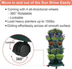 GameXcel Vertical Planter Tower - 5 Tier Stackable Garden Planters with Wheels and Tools Plant Pots for Strawberry Herb Flower and Vegetable Indoor Outdoor Use Green