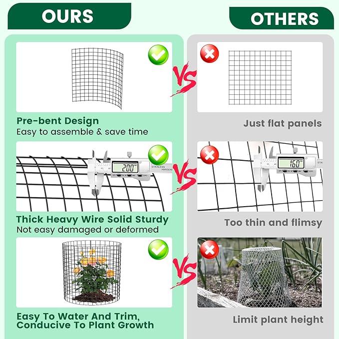 6 Pack Plant Protector from Animals, 14x13.5 Inch Wire Plant Protectors Metal Mesh Plant Cage to Keep Animals Out, Garden Plant Protection Covers for Rabbits Chicken Duck Bunny Barricades