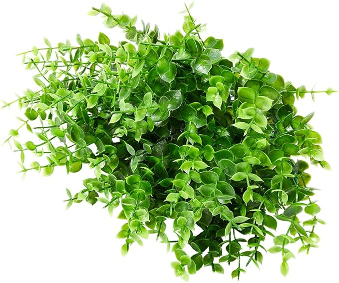 24 Bundles Outdoor Artificial Boxwood UV Resistant Fake Stems Plants, Faux Plastic Greenery for Indoor Outside Hanging Plants Garden Porch Window Box Home Wedding Farmhouse Décor