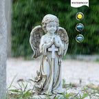 Rezpuao Angel Statue for Garden,Solar Angel for Cemetery Decorations,Garden Memorial Angels,Resin Praying Angels Figurine for Patio Lawn Yard Porch Decorations,12.12inch