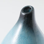 Wazakura Minoyaki Ceramic Small Ikebana Flower Bud Vase Made in Japan, Handpainted Floral Arrangement Pottery Supplies - Drop Shaped SkyBlue Vase