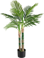 DUMOS 47in Artificial Palm Tree, Tall Faux Fake Plants Indoor with Black Planter Pot and Lifelike Leaves, Maintenance Free Artificial Silk Tree for Home, Office, House, Living Room, Porch Decor
