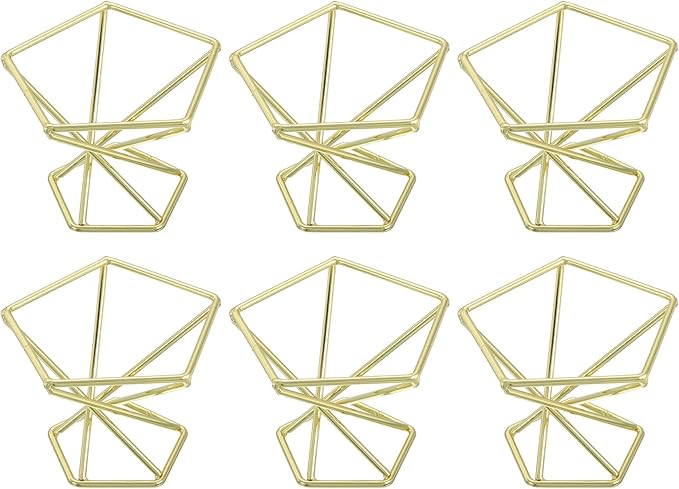 uxcell 6Pcs Air Plant Holder, Makeup Sponge Drying Holder Rack, Tabletop Air Fern Display Stand, Makeup Beauty Egg Dry Stand for Dressing Table Home Decoration, Gold (56x56x42mm)