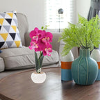 COHEALI Artificial Phalaenopsis Flowers Bonsai 2pcs, Realistic Simulation Butterfly Orchid Desk Decor with Green and Purple White Flower Arrangements for Living Room and Home Decoration