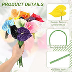 uxcell 4Pcs 11inch Artificial Anthurium Lily Flowers, Permanent Flower Bouquet for Home Arrangements Wedding Festival Decoration Crafts Store Decor Accessories, Yellow