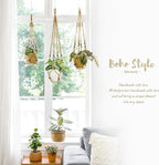 Mkono 3 Pack Macrame Plant Hangers Indoor Different Size Hanging Planter Basket Flower Pot Holder with Beads No Tasselss 43"/35"/29", Large, Brown
