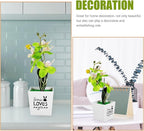 FOMIYES Artificial Moth Orchid Bonsai Plant, Desktop Faux Potted Flower with Green Plastic Leaves, Tabletop Simulated Orchid Decor for Home Office Living Room