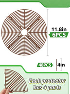 ANPHSIN 6 Pcs Plant Pot Grid Cover Protectors from Animals - 11.8" Dia Cuttable Flower Pot Soil Cover with 48 Stakes, Keep Cats Out of Potted Plants, Indoor Cat Digging Stopper, Baby Safety