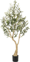 Realead Artificial Olive Tree 5FT - Realistic Faux Olive Tree Plants with Thick Trunk and Lifelike Fruits - Large Fake Olive Trees for Home Office Living Room Floor Decor Indoor