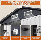 IRONCK 5.7x5.7FT Storage Shed, Outdoor Tool Shed with Lockable Doors and Breathable Vent, Outside Metal Garden Storage for Poolside, Backyard, Patio, Dark Blue