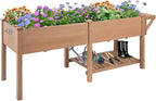ketive Raised Garden Bed with Legs Outdoor,Elevated Garden Box,Storage Shelf, Protective Liner for Backyard,Patio,Balcony,80x23x30in (Brown)