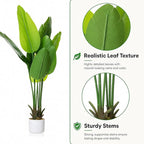 3.8 ft Artificial Banana Tree in Pot, Decorative Evergreen Faux Bird of Paradise Plant, Fake Tropical Traveler's Palm Tree, Indoor House Plants for Living Room Porch Entryway Office