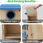 Wooden Bird Houses Bird House for Outside, Blue Wood Mailbox Bird House for Outdoors, Entrance Hole Bird House for Garden Blue Bird Hummingbird Wren Cardinal Swallow Sparrow Finch