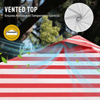 CROWN SHADES 10x10 Pop Up Canopy - Beach Tent with One Push Setup - Easy Outdoor Sun Shade for Events, Parties, Camping - Gazebo with STO-N-Go Cover Bag, Silver Coated Top, Red Strips