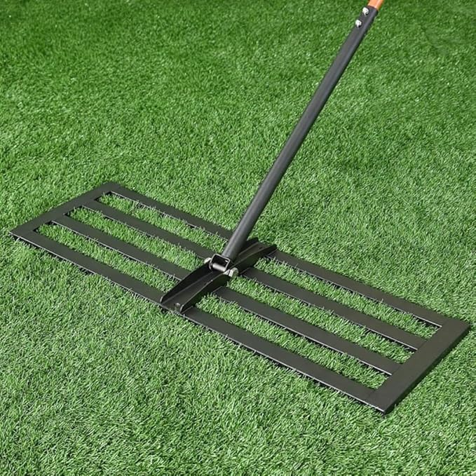Lawn Leveling Rake 30"x10", Heavy-Duty Stainless Steel Yard Leveling Rake, Professional Soil Leveling Tool for Pastures, Golf Lawns, Gardens, Yards (Black)