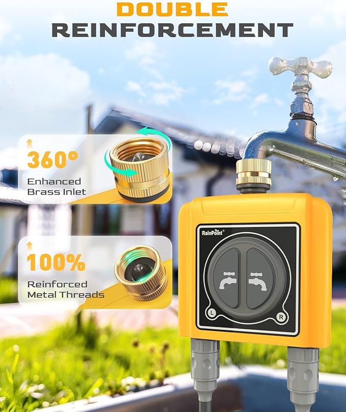 RAINPOINT WiFi Water Timer, Brass Inlet & Outlet,No WiFi Hub, 2.4Ghz WiFi Compatible, TWG004WRF Hub (Lot >202108)