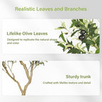 FEELEAD 8ft Artificial Olive Tree – Large Faux Olive Plant Indoor with Pot, Lifelike Olive Trees Artificial Indoor, Tall Fake Olive Tree for Living Room Decor