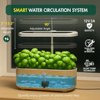 Hydroponics Growing System Kit, Indoor Herb Garden, 14 Pods Upgraded LCD Display, LED Grow Light Quiet Smart Water Pump Automatic Timer, Hydroponic Planter for Home Kitchen Office (White)