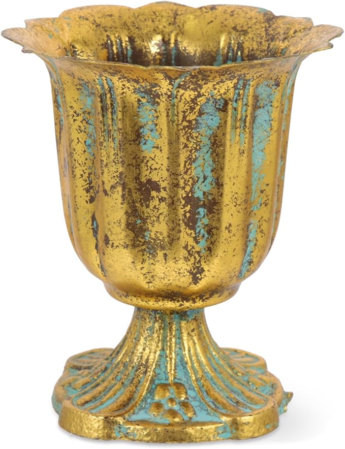 Vaguelly Vintage Style Planter with Cast Iron Base Roman Column Flower Pot for Wedding Decor Home Centerpiece Lightweight European Flower Vase
