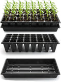 RooTrimmer 10 Pack 1020 Trays No Holes and 10 Pack 4.3" Deep 32 Cell Seed Starter Trays, 20" x 10" - Heavy Duty Plastic Nursery Flats for Seed Germination & Plant Propagation (10 Sets)