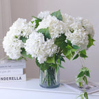 Buart 4PCS Long Stem Big Size White Flowers Artificial Silk Hydrangea Lifelike Flowers Real Touch White Artificial Flowers Wedding Shower Bride Bouquets Office Living Room Table Decorations (21 Inch)