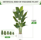 Artificial Bird of Paradise Plant 7.5Ft Tall Fake Tropical Palm Tree Large Fake Plants with 18 Silk Banana Leaves Faux Plant Indoor Decor Trees White Pot for Home Bedroom Living Room Office 2pcs