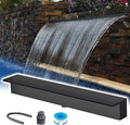 ARTSZY 304 Stainless Steel Fountain Spillway Kit with Long Hose, Black/Silver Spillway for Outdoor Waterfall, Household/Commercial Pond Waterfall for Backyard/Parks(Black,36″/91cm)