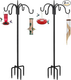 FEED GARDEN 92 Inch Four Shepherd Hooks for Outdoor,Bird Feeder Pole with 5 Prong Base, Adjustable Shepard Hooks for Hanging Plant, Solar Lanterns, Wind Chimes, 2 Pack