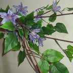 4pcs Blue Purple Artificial Clematis Flower Branches Greenery Stems, 29.5" Long Stem Realistic Silk Faux Flower Plants for Vase, Home Wedding Office Table Centerpiece Decor