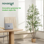 Olive Trees Artificial Indoor, 7FT Tall Faux Olive Tree with Light Kit Moss and Planter, Faux Plants Indoor with Natural Wood Trunk and Lifelike Fruits, Fake Tree for Home Office Living Room Decor
