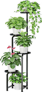 TOSKING 4 Tier Corner Plant Stand Indoor Outdoor, Heavy Duty Metal Flower Pot Holder Shelf for Multiple Plants, Space Saving ,Tall Metal Plant Stand with Drainage Holes for Outdoor Use,Tiered Display for Patio, Garden, Balcony, Living Room Decor (Black...