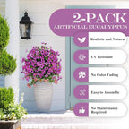 23" Set of 2 Artificial Boxwood Topiary Ball with Violet Flowers with Spikes for Outdoor , UV Resistant Faux Greenery Shrubs, Realistic Fake Bushes Plants for Garden, Yard, Front Porch, Patio Decor